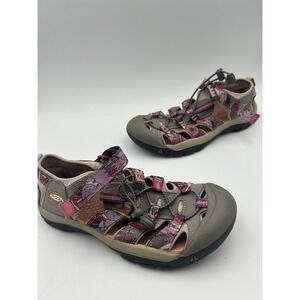 KEEN Whisper Sandals Womens 5 Taupe‎ Purple Patterned Waterproof Hiking 1018274